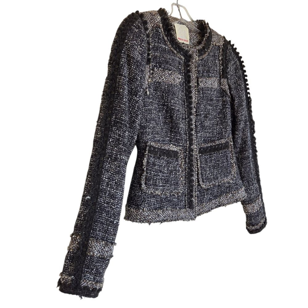 Rebecca Taylor Gray Boucle Tweed Blazer Jacket - Picture 2 of 16